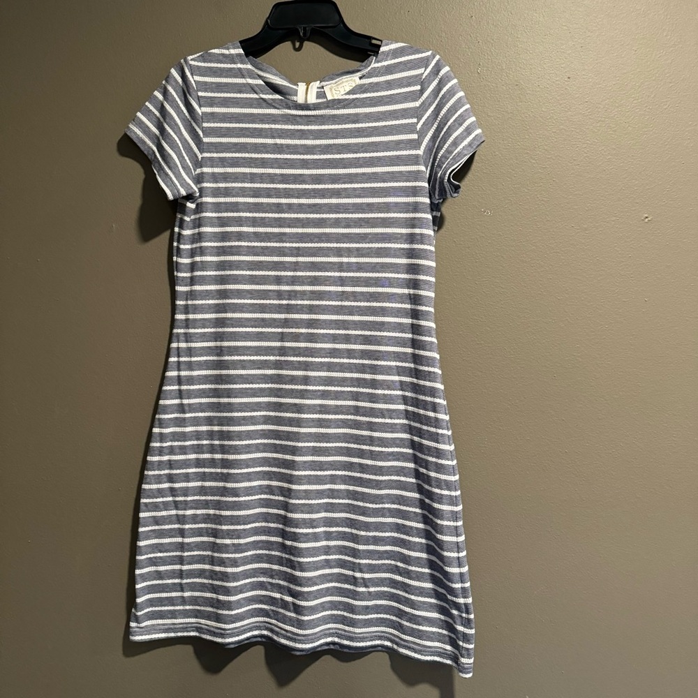 STS Sail to Sable Shift Dress Gray/White Striped Size M